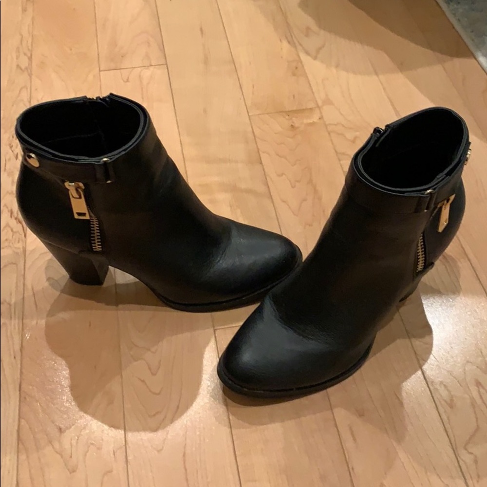 Black Leather Ankle Booties